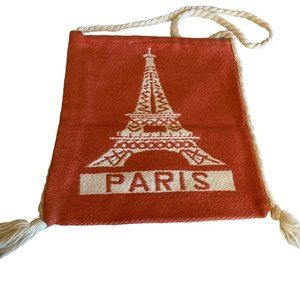 Paris Eiffel Tower Red Crossbody Bag with Rope Strap